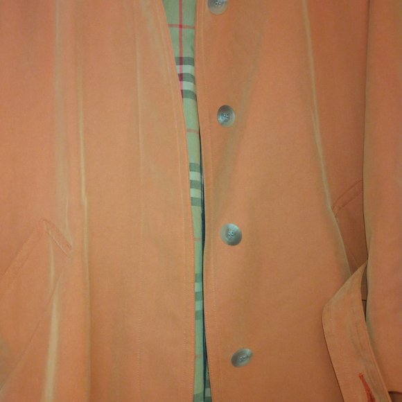 ❤️WOMENS BURBERRY Midi Length Peach Nova Check Lining Trench Swing Coat SZ 4 - Picture 10 of 12